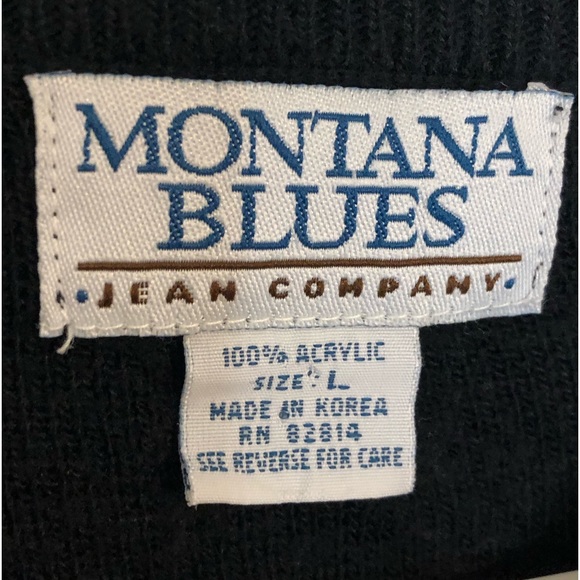 Montana Blues Jean Company Crew Neck Sweater, 100% Acrylic, Made in Korea - Picture 3 of 3